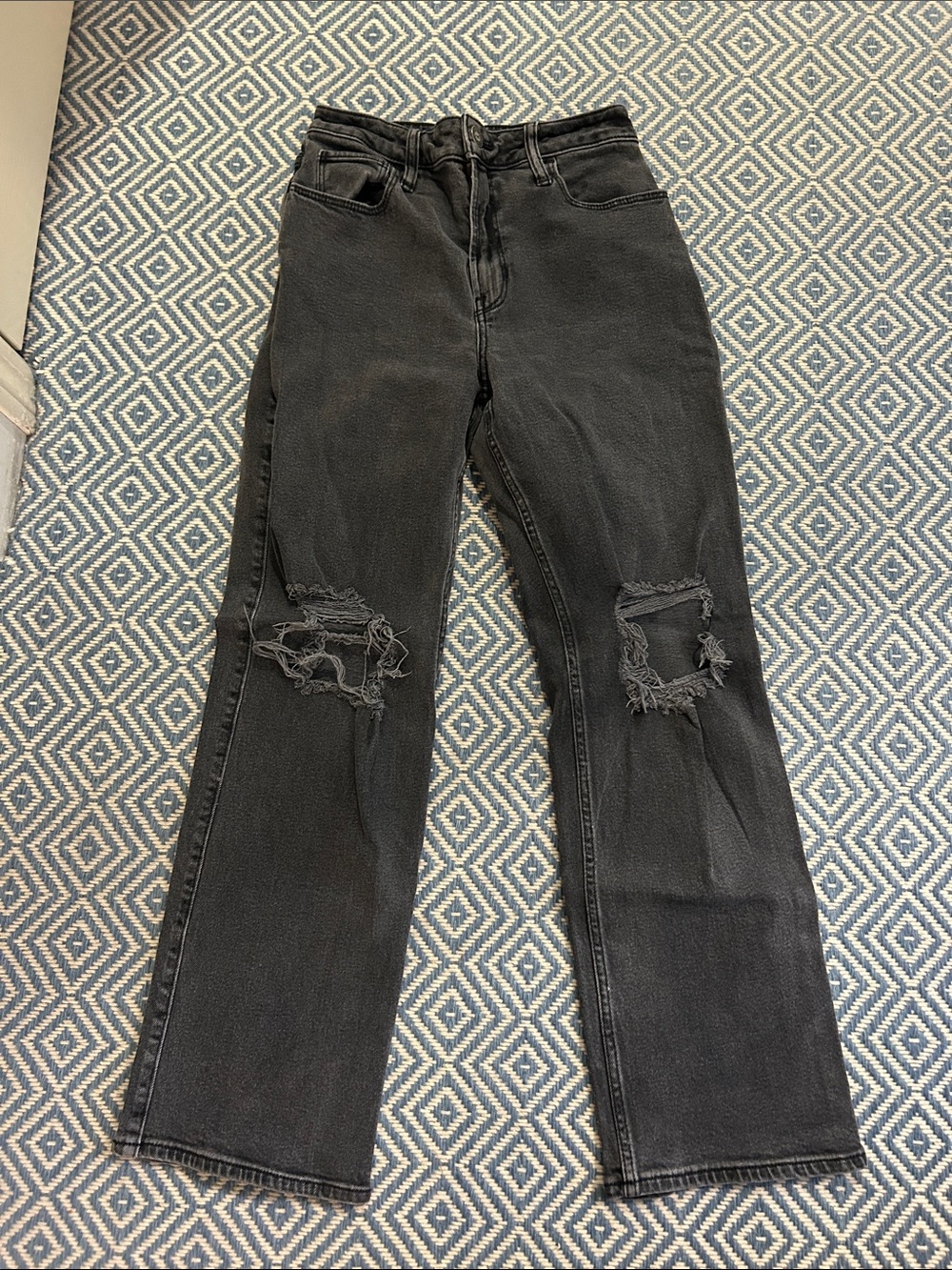 Hollister Black Distressed Wide-Leg Jeans